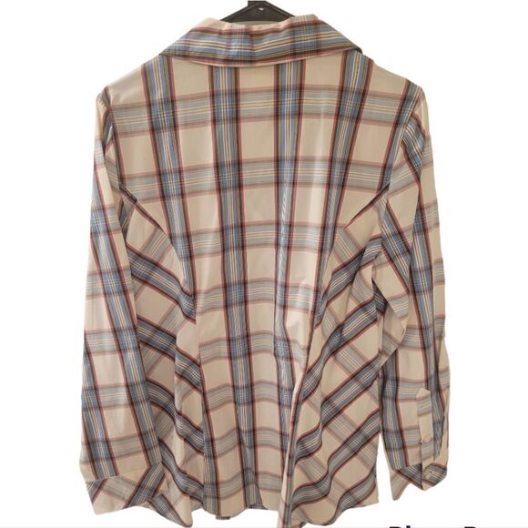 Appleseed's Plaid 100% Cotton Button Down Blouse, Size M - Picture 2 of 6